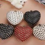 Stud Hedgehog Rivet Punk Heart Shaped Coin kEY Holder Clutch Bag Purse GIft For Wedding