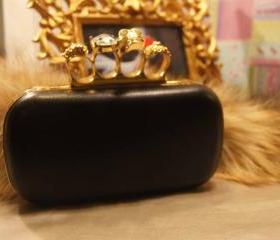 Punk Duster Skull Ring Kuncklebox Evening Wedding Party Club Chain Clutches Bags