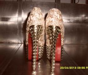 PUMP Platform Studded Spike Glitter Stilettos Gold High Heels Party Lace Shoes